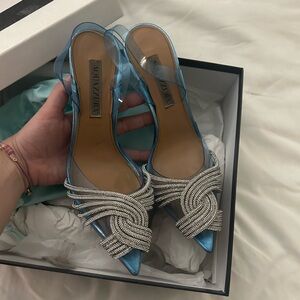 Aquazurra baby blue high point shoe